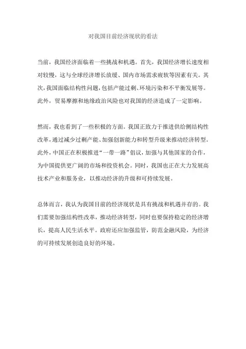 对我国目前经济现状的看法