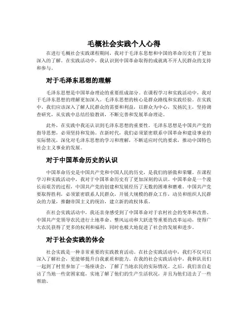 毛概社会实践个人心得