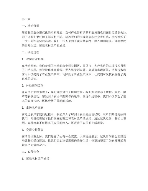 在田间的社会实践活动(3篇)