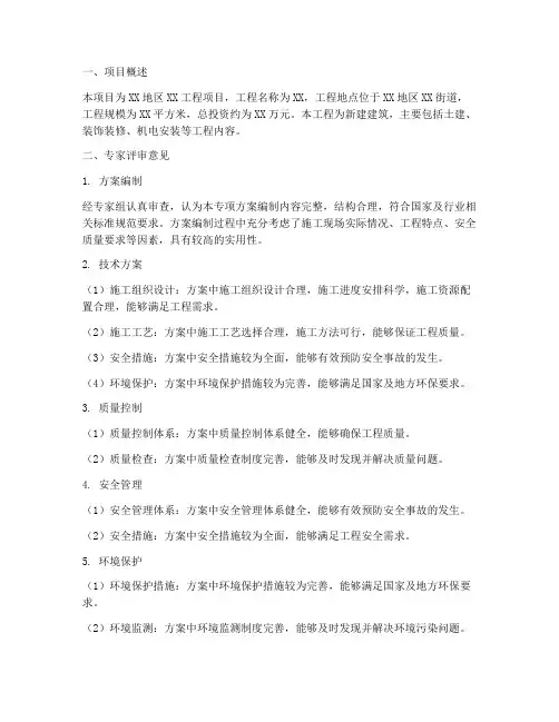 专项方案专家审批意见