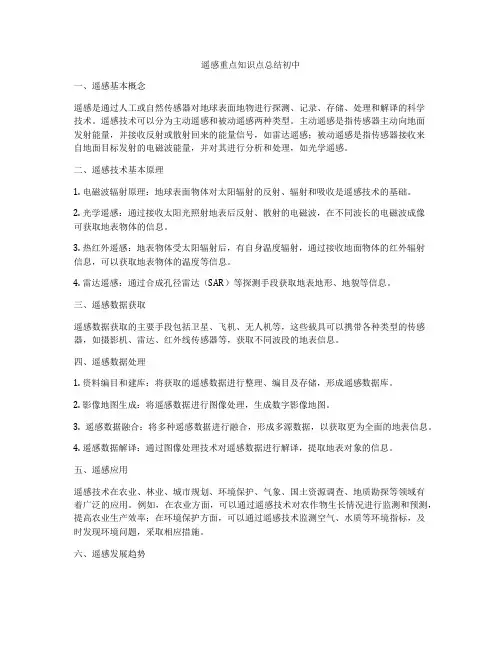 遥感重点知识点总结初中
