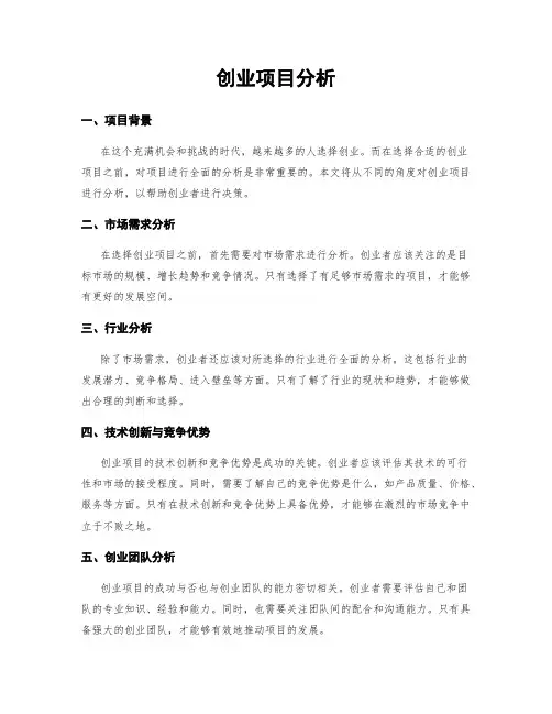 创业项目分析