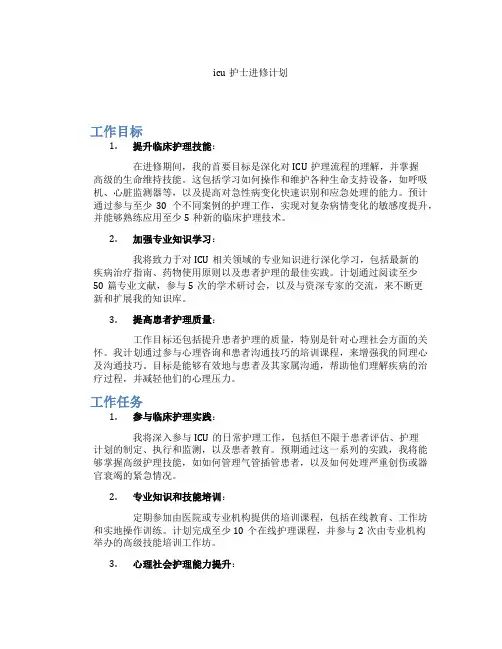 icu护士进修计划