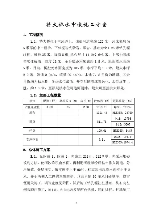 特大桥水中墩施工方案