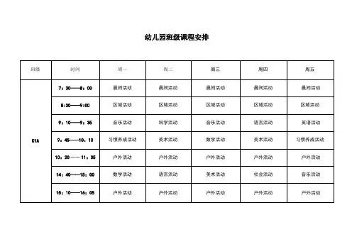 幼儿园课程表