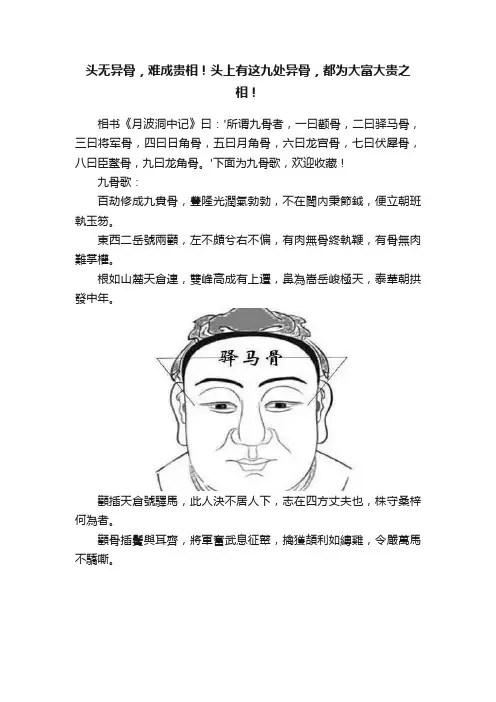 头无异骨，难成贵相！头上有这九处异骨，都为大富大贵之相！