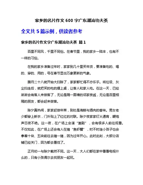 家乡的名片作文600字广东潮汕功夫茶