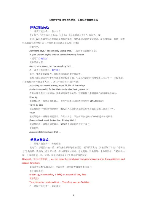 英语写作绝招：各部分万能套用公式
