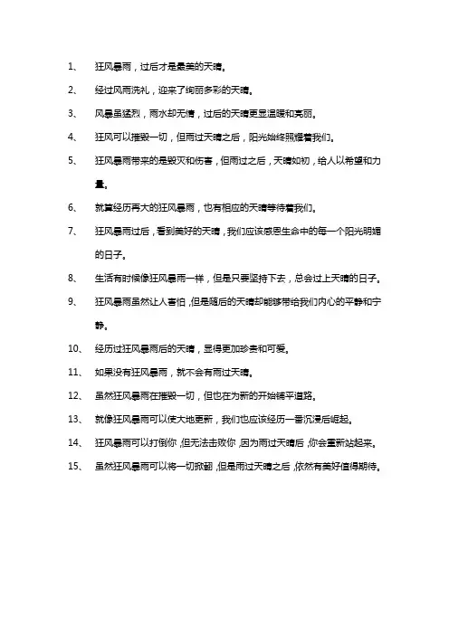 狂风暴雨后的雨过天晴的句子