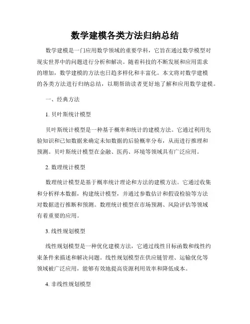 数学建模各类方法归纳总结