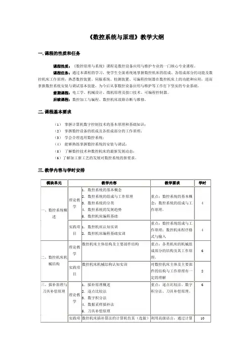 数控系统与原理教学大纲