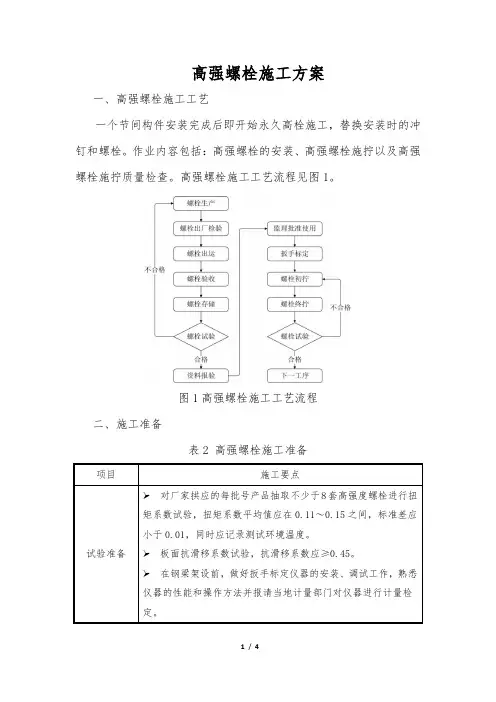 高强螺栓施工方案