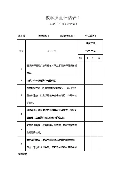 教学质量评估表