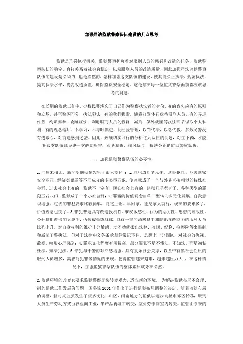 加强司法监狱警察队伍建设的几点思考综述