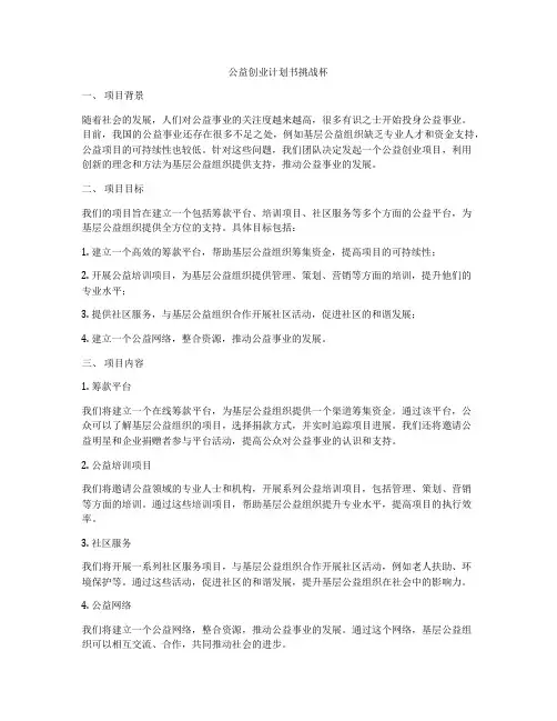 公益创业计划书挑战杯