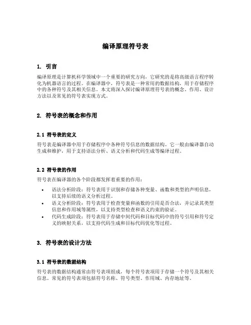 编译原理符号表