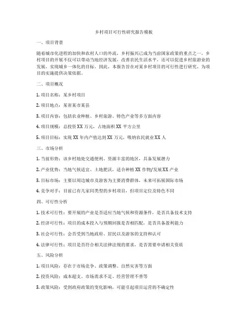乡村项目可行性研究报告模板