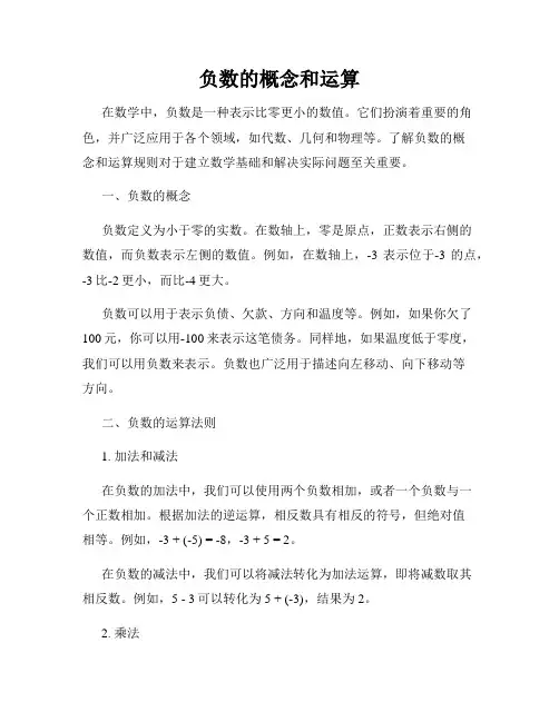 负数的概念和运算