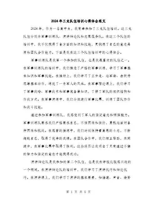 2024年三支队伍培训心得体会范文(二篇)