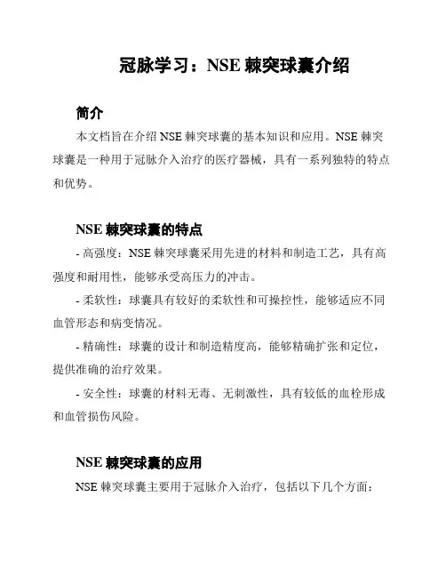 冠脉学习：NSE棘突球囊介绍