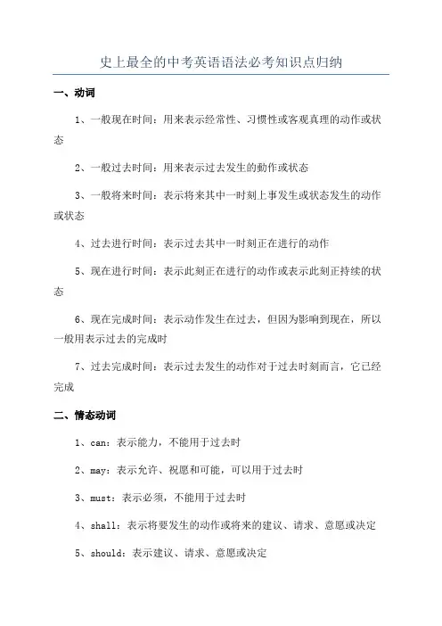 史上最全的中考英语语法必考知识点归纳