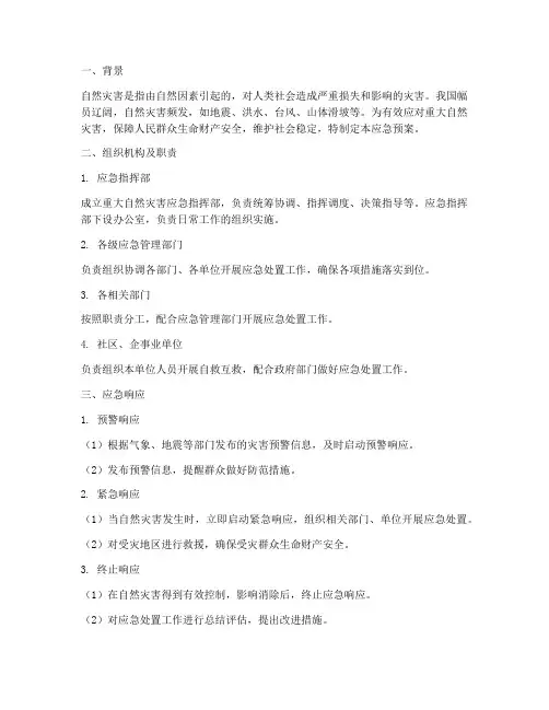 应急预案重大自然灾害