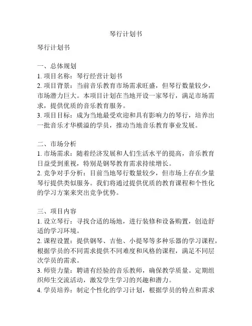 琴行计划书