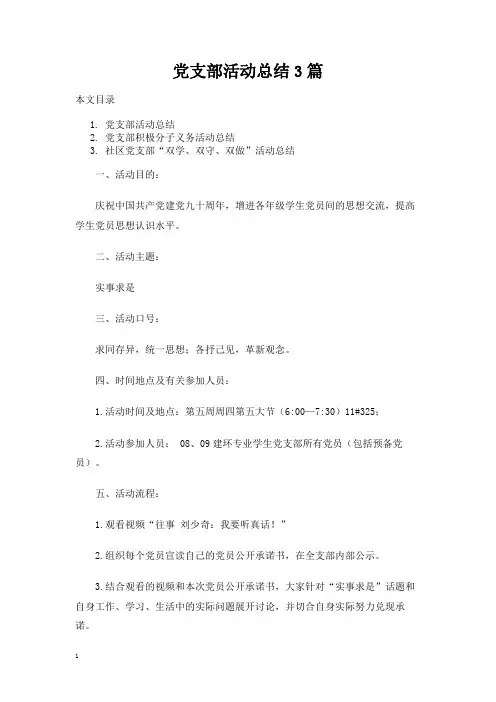 党支部活动总结3篇