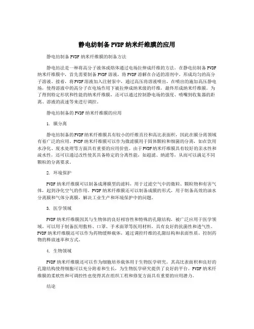 静电纺制备PVDF纳米纤维膜的应用
