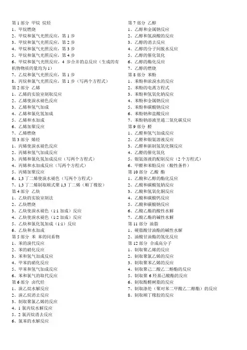 有机化学必背方程式