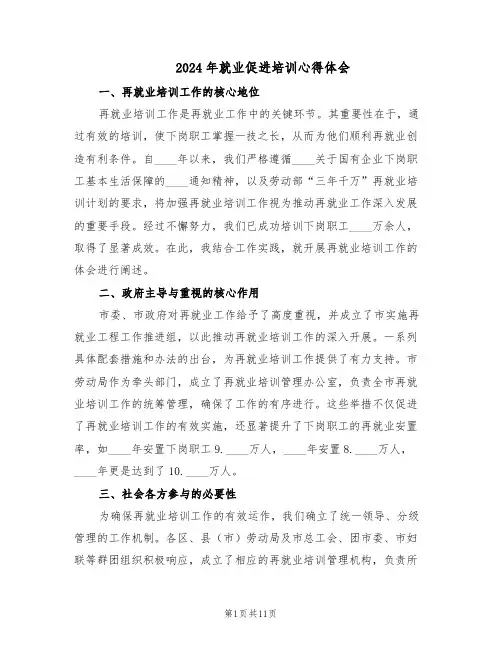 2024年就业促进培训心得体会（五篇）