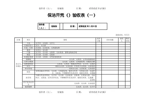 保洁开荒(标准)验收表