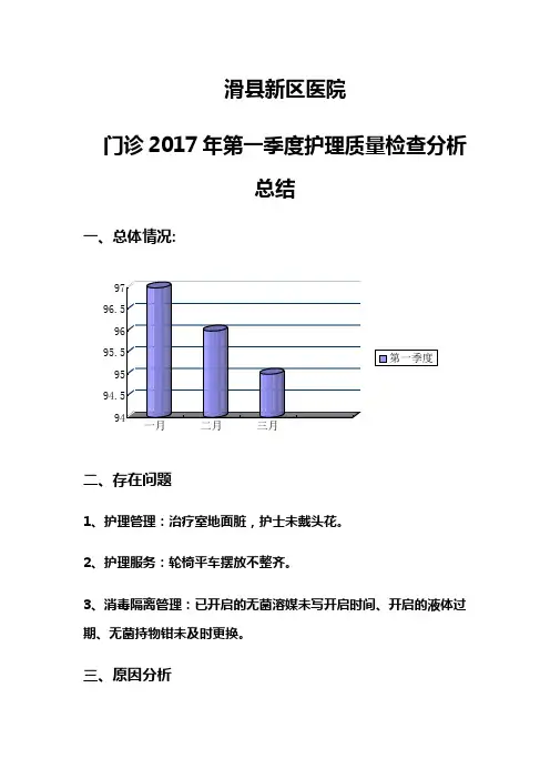 门诊2017第一季度护理质量检查分析
