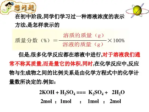 物质的量浓度定义及其简单计算