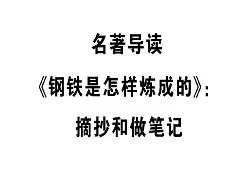 名著导读 《钢铁是怎样炼成的》：摘抄和做笔记