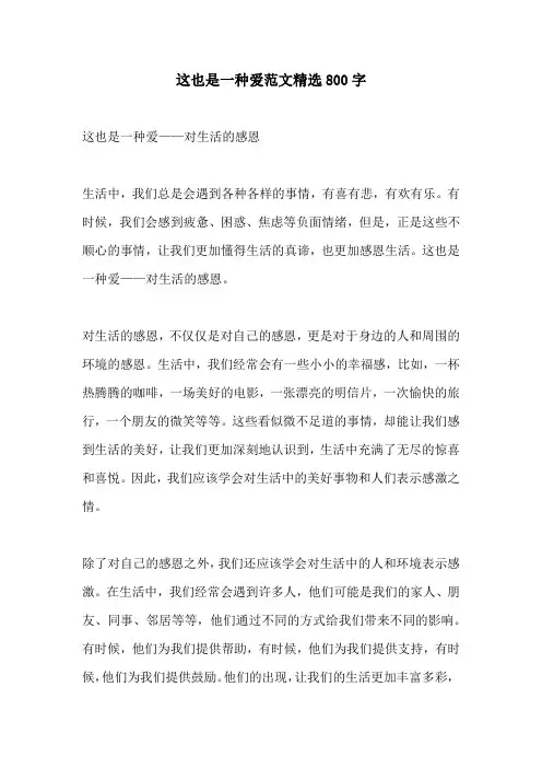 这也是一种爱范文精选800字