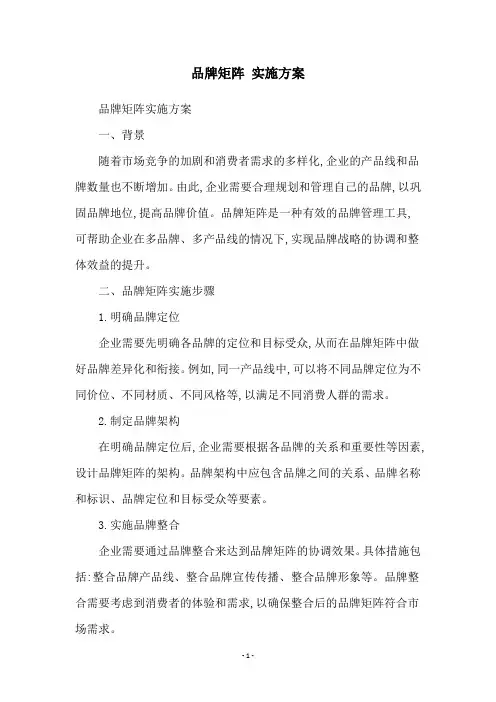 品牌矩阵 实施方案