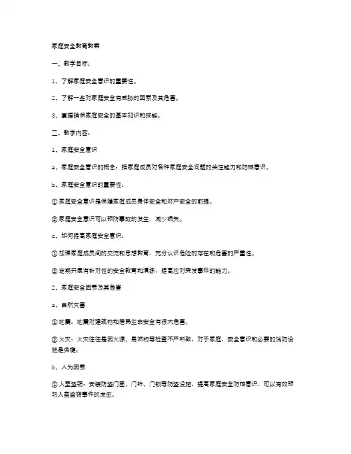 家庭安全教育教案