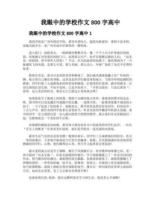 我眼中的学校作文800字高中