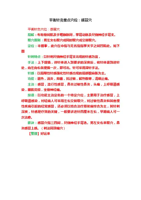 平衡针灸重点穴位：感冒穴