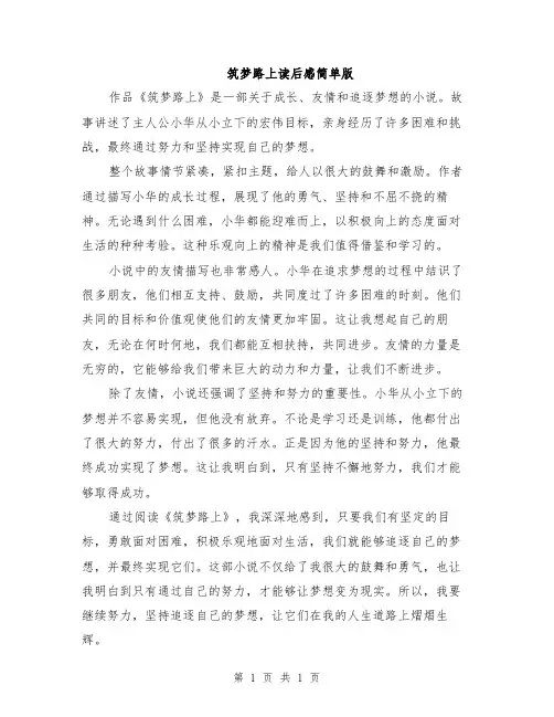 筑梦路上读后感简单版