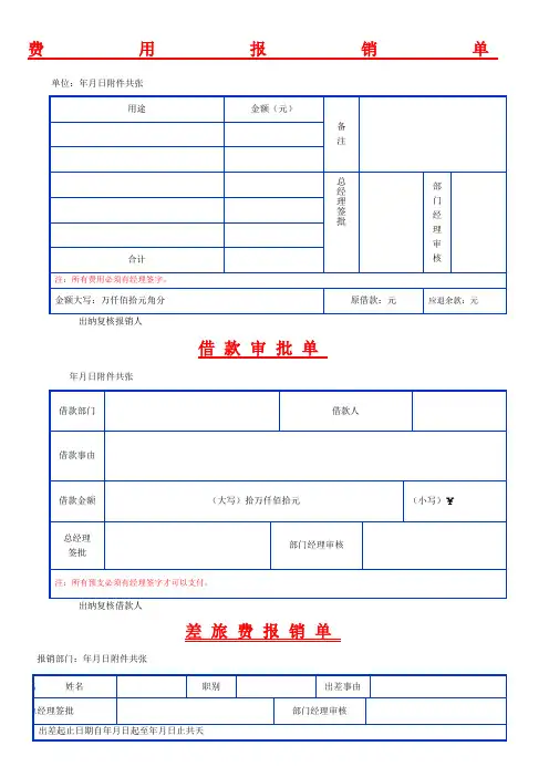费用报销单电子版(适用小规模,一般纳税人)