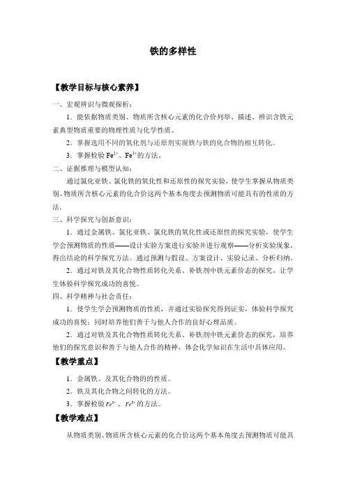 化学鲁科版3-1铁的多样性教案