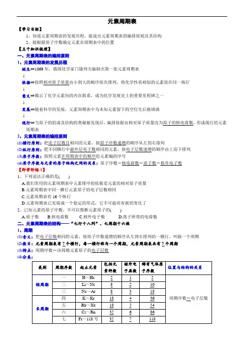 高中化学必修一 课时第四章第二节 元素周期表20202021学年精品讲义)