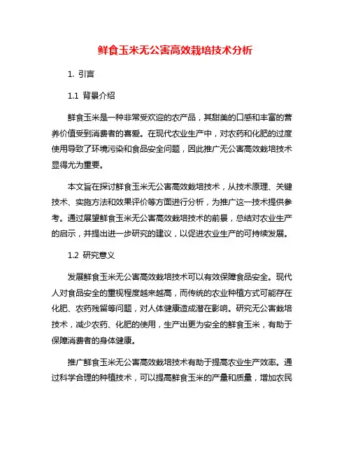 鲜食玉米无公害高效栽培技术分析