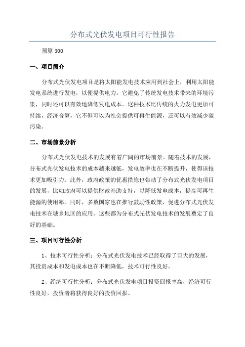 分布式光伏发电项目可行性报告