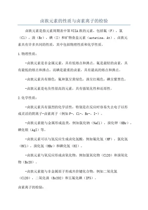 卤族元素的性质与卤素离子的检验