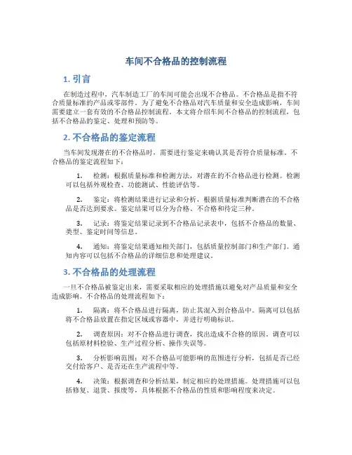 车间不合格品的控制流程
