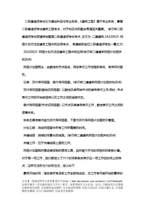 二建建筑2A320023 网络计划方法在建筑工程中的应用考点
