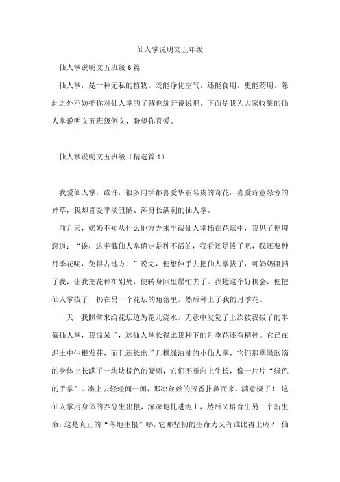 仙人掌说明文五年级